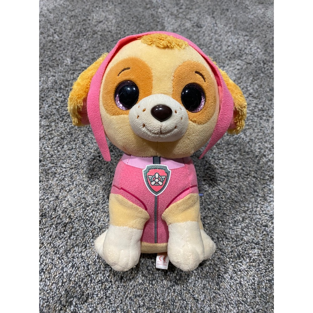 Ty Beanie Boos Paw Patrol Skye Plush Pink Flight Suit Dog Stuffed Animal